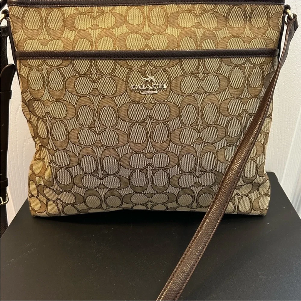 Coach Tan and BrownSignature Messenger bag